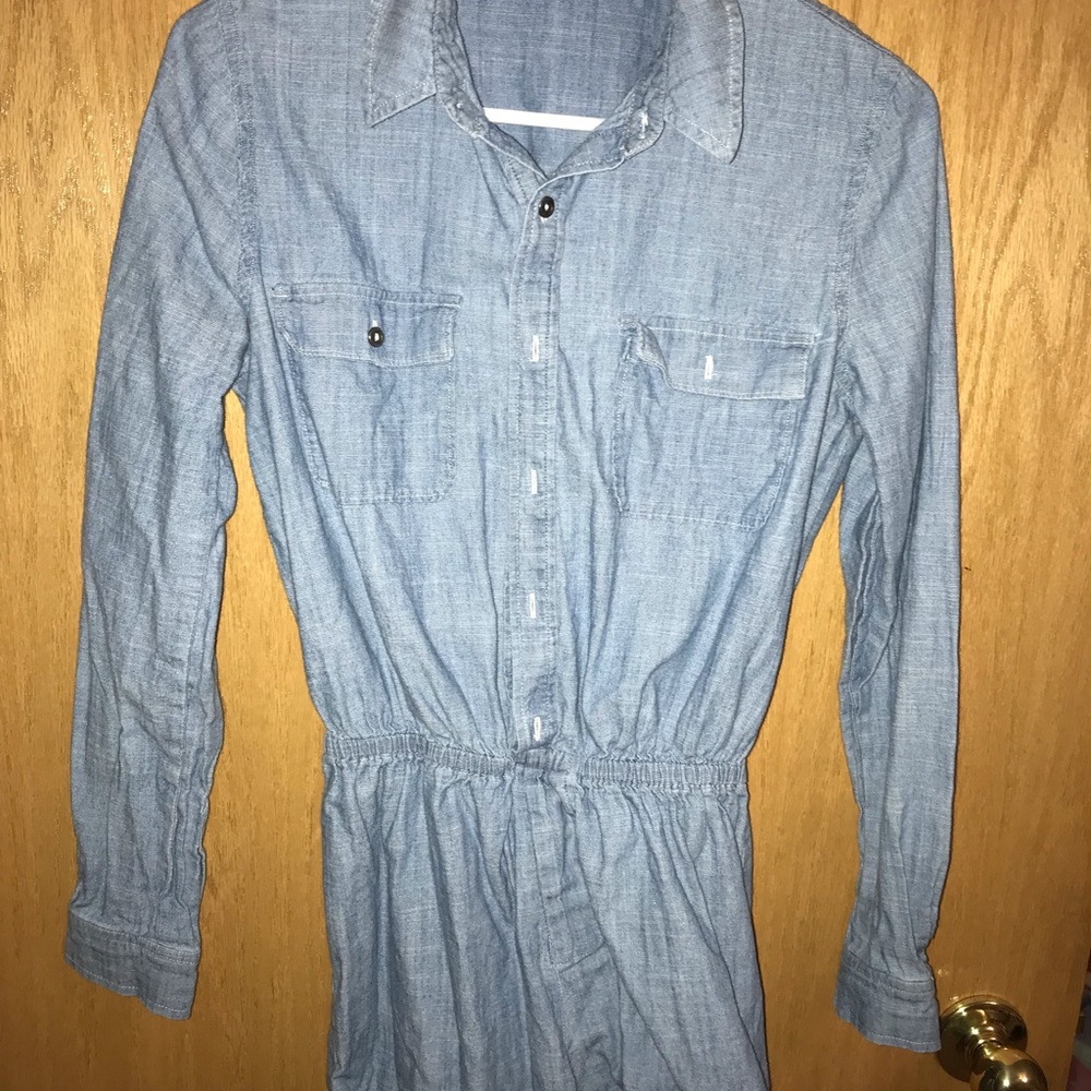 Denim Romper w/ Long Sleeves